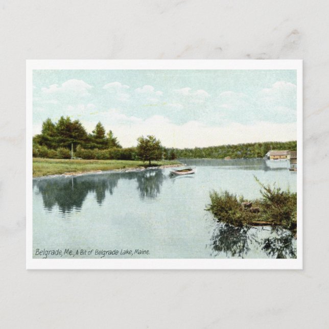 Postal Lago Belgrado, Vintage de Maine 1910 (Anverso)