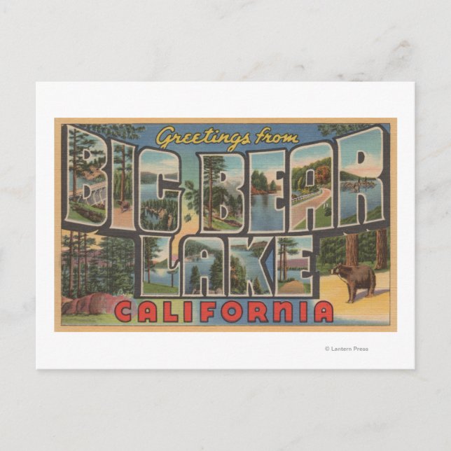 Postal Lago Big Bear, California - Escenas de letras gran (Anverso)