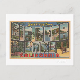 Postal Lago Big Bear, California - Escenas de letras gran