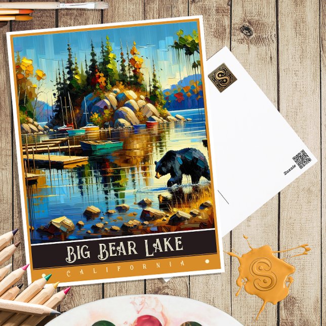 Postal Lago Big Bear, California | Pintura de época (Subido por el creador)