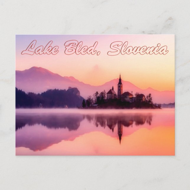 Postal Lago Bled, Eslovenia Hermoso Sunrise (Anverso)