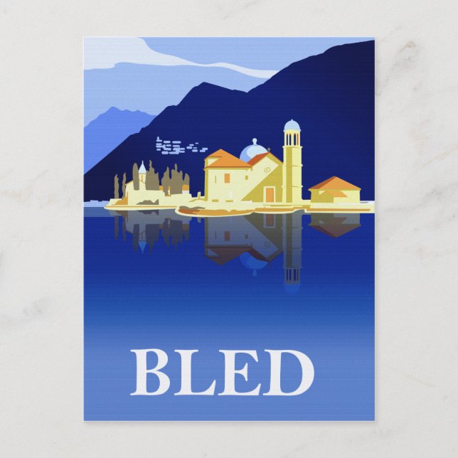 Postal Lago Bled, reflejos del agua (Anverso)