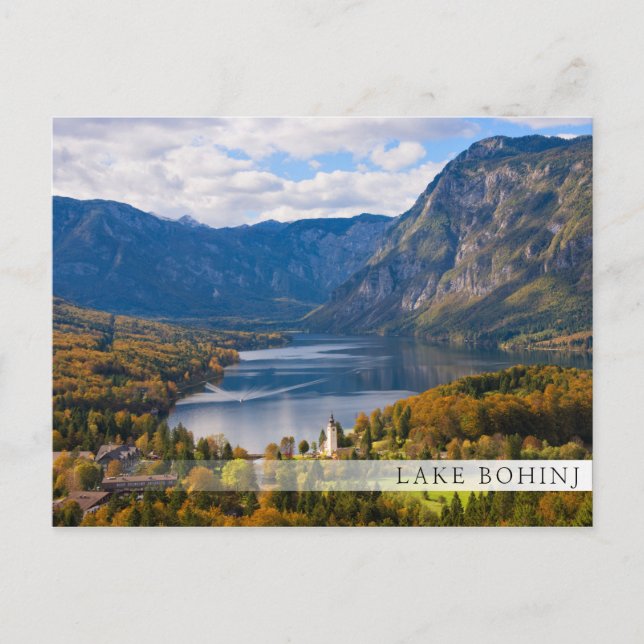 Postal Lago Bohinj en Eslovenia en otoño (Anverso)