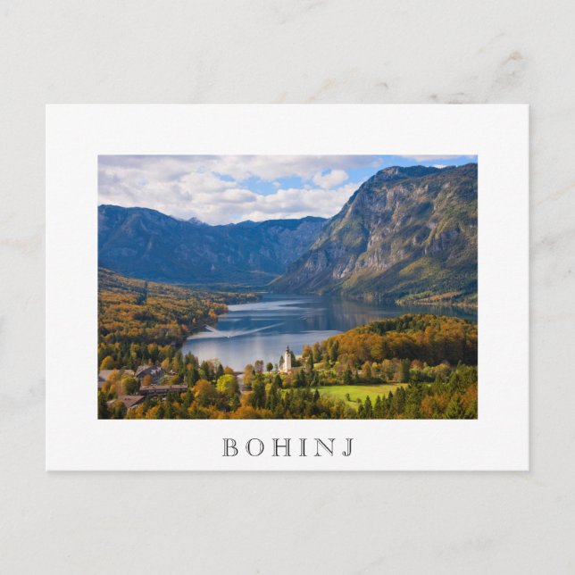 Postal Lago Bohinj en Eslovenia en otoño (Anverso)