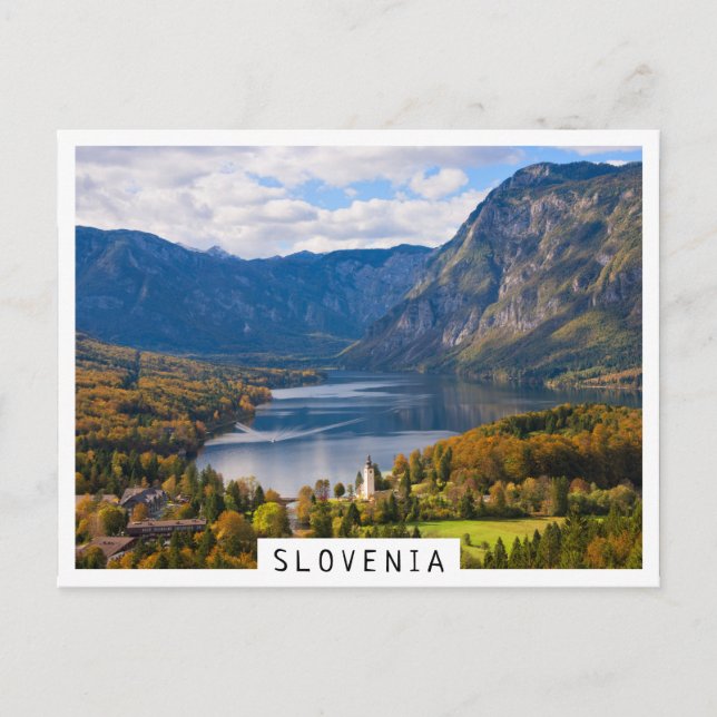 Postal Lago Bohinj en Eslovenia en otoño (Anverso)