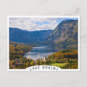 Postal Lago Bohinj en Eslovenia en otoño