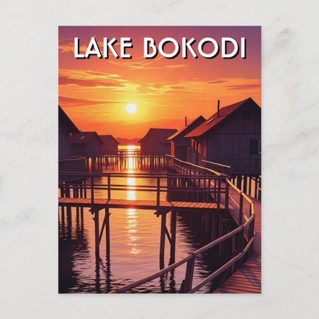 Postal Lago Bokodi Hungría Atardecer (Anverso)