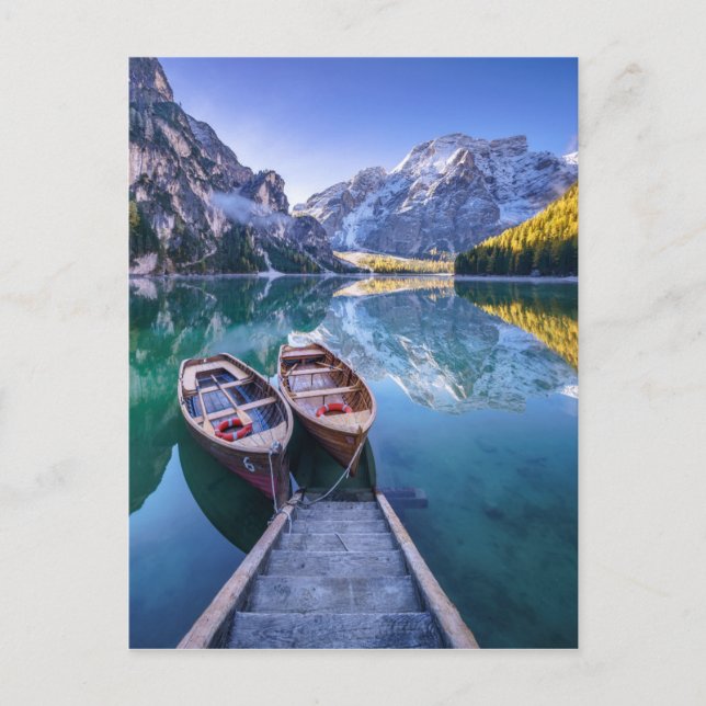 Postal Lago Braies | Alpes Dolomitas, Italia (Anverso)