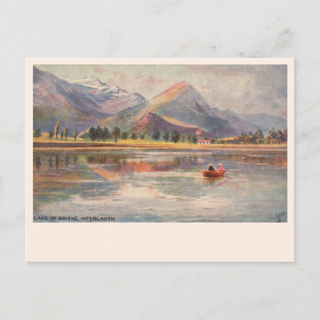 Postal Lago Brienz Watercolor Suiza (Anverso)