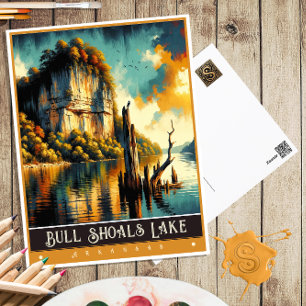 Postal Lago Bull Shoals, Arkansas Pintura de época