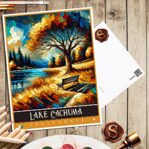 Postal Lago Cachuma, California Pintura de época