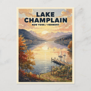 Postal Lago Champlain Nueva York Vermont Viaje Vintage