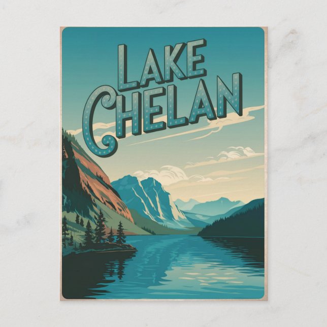 Postal Lago Chelan Washington Vintage (Anverso)