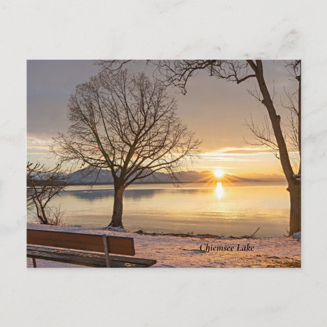 Postal Lago Chiemsee, puesta de sol, (Anverso)
