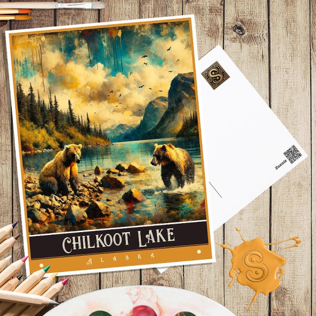 Postal Lago Chilkoot, Alaska | Pintura de época (Subido por el creador)
