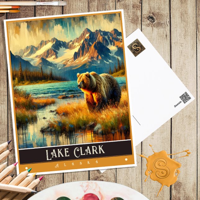 Postal Lago Clark, Alaska | Pintura de época (Subido por el creador)
