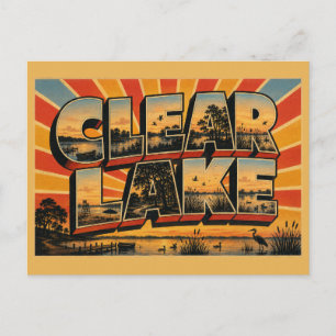 Postal Lago Clear Iowa Lago Glacial Bosque de Robles Arte