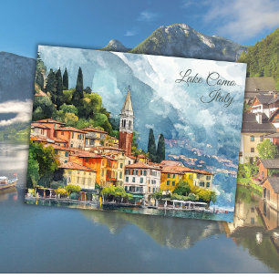 Postal Lago Como Italia Vacaciones Europa Art Keepsake