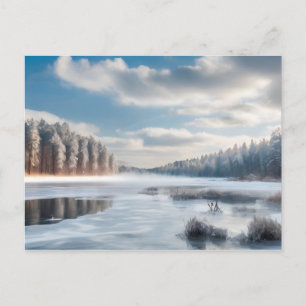 Postal Lago congelado en el bosque