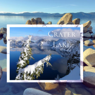 Postal Lago Crater, Invierno, Pino Cubierto de Nieve