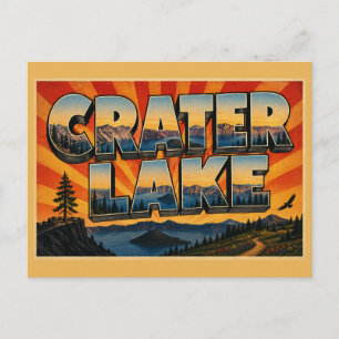 Postal Lago Crater Oregon Caldera Profunda Arte Forestal