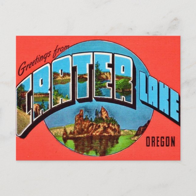 Postal Lago Crater Oregon Saludo Antiguo (Anverso)