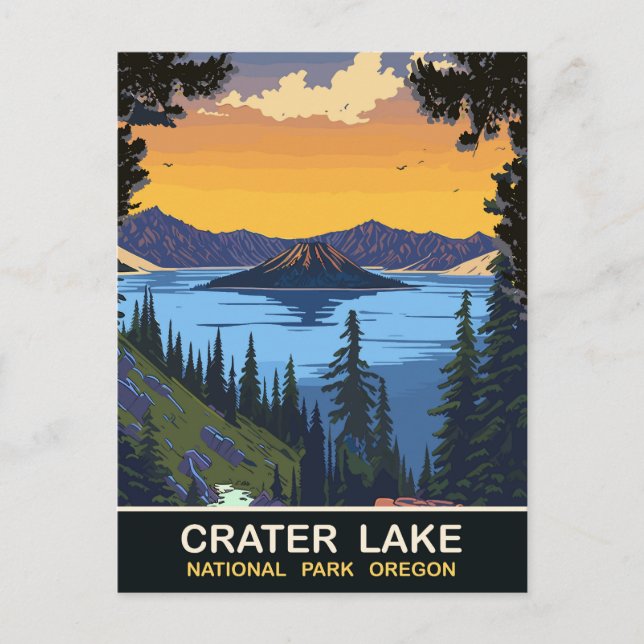 Postal Lago Crater, Parque Nacional, Oregón, Viajes (Anverso)
