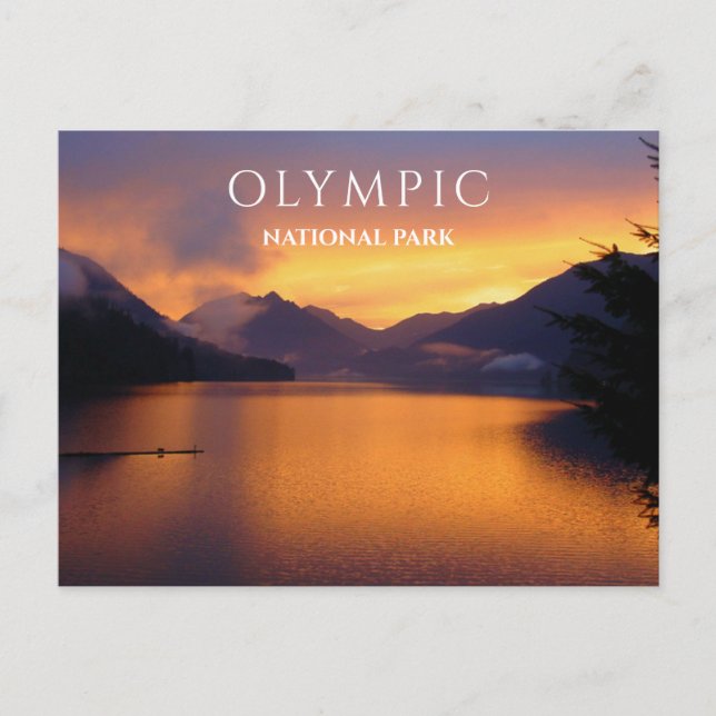 Postal Lago Crescent, Atardecer, Parque Nacional Olympic, (Anverso)
