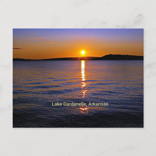 Postal Lago Dardanelle, puesta de sol de Arkansas (Anverso)