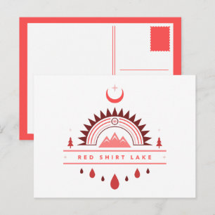 Postal lago de camisa roja alaska arcoiris luna