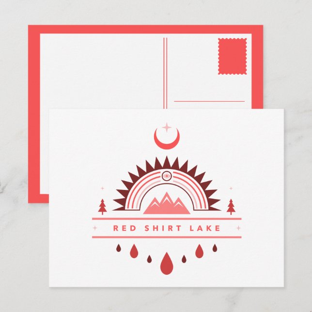Postal lago de camisa roja alaska arcoiris luna (Anverso / Reverso)