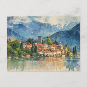 Postal Lago de Como Italia - Pintura de Salpicaduras de A