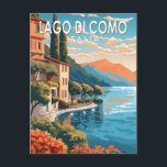 Postal Lago de Como Italia Viaje al Vintage<br><div class="desc">Diseño artístico vectorial del lago Como. El lago de Como,  en la región lombarda del norte de Italia,  es una zona turística de gama alta conocida por su espectacular paisaje,  situado a los pies de los Alpes.</div>