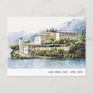 Postal Lago de Como Norte de Italia Acuarela Viajes Itali