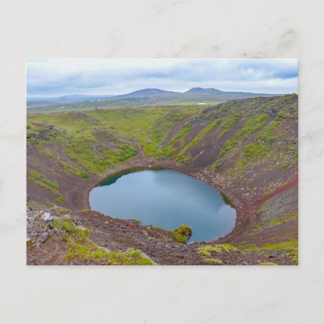 Postal Lago de cráter Kerid, Círculo Dorado, Islandia (Anverso)