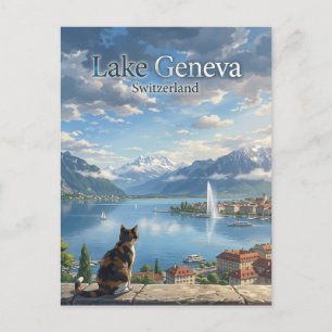 Postal Lago de Ginebra Suiza