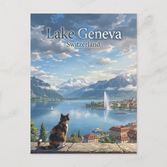 Postal Lago de Ginebra Suiza (Anverso)