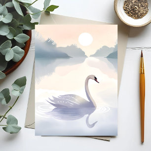 Postal Lago de los Cisnes   Pintura Ligera y Etérea en Ac
