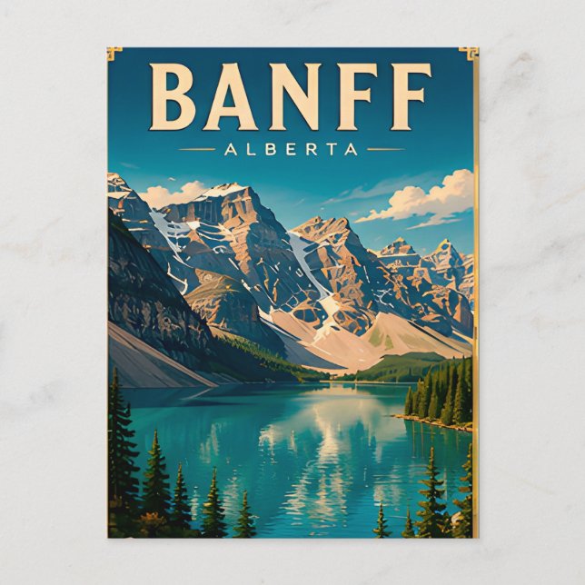 Postal 🏔️ Lago de montaña de Banff Alberta (Anverso)