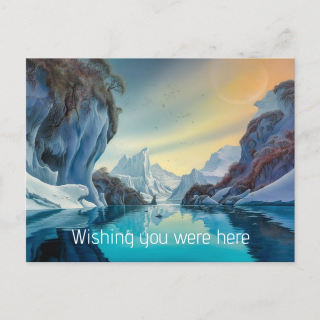 Postal Lago de montaña en invierno (Anverso)