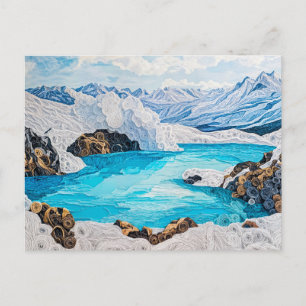 Postal Lago de Montaña Glacial en Estilo Quilling