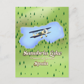 Postal Lago de Sanabria España mapa de viaje.
