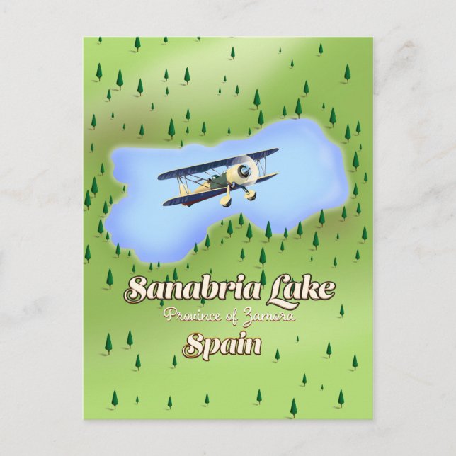 Postal Lago de Sanabria España mapa de viaje. (Anverso)