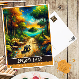 Postal Lago DeGray, Arkansas Pintura de época