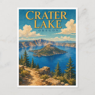 Postal Lago del Cráter Oregon Isla Wizard GeoSaga
