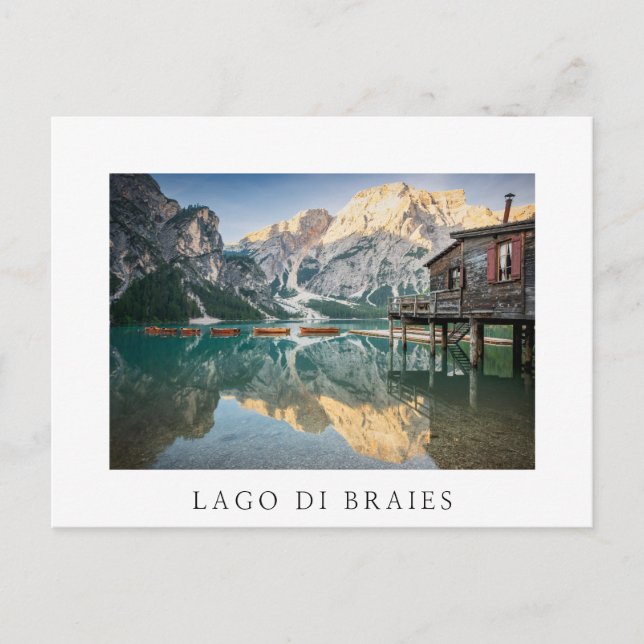 Postal Lago di Braies en los Dolomitas de Italia (Anverso)