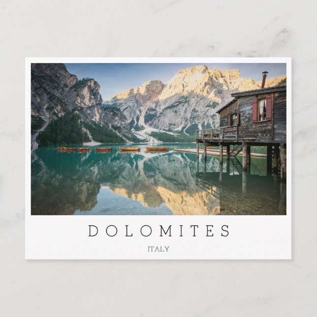 Postal Lago di Braies en los Dolomites en Italia (Anverso)
