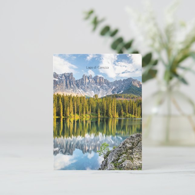 Postal Lago di Carezza, Italia, (Anverso de pie)