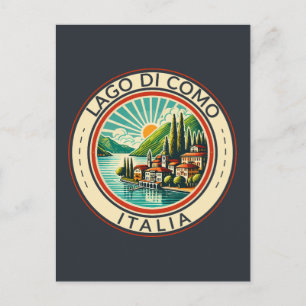 Postal Lago di Como Italia Ilustración Arte de Viaje Insi