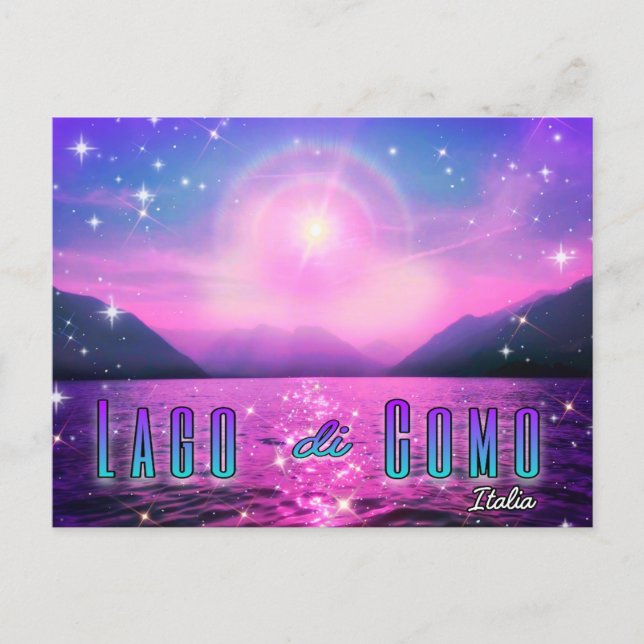 Postal Lago di Como Italia Lake Como Italy Pink Postcard  (Anverso)